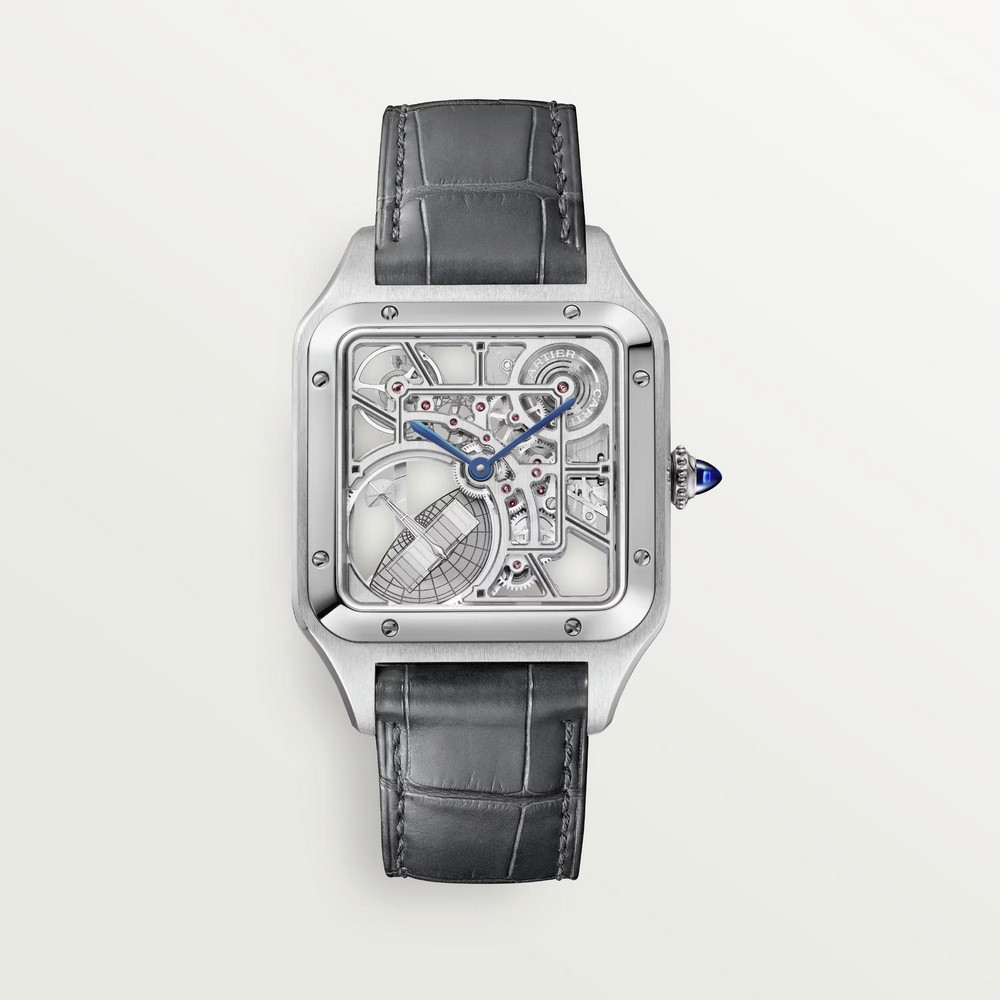 Đồng Hồ Cartier Santos-Dumont Skeleton Watch 31mm Nam Xám